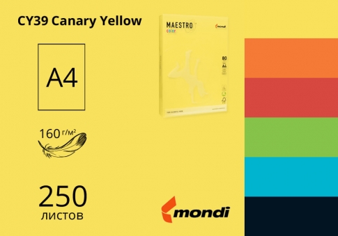 Кольоровий папір А4 160г/м2 (інтенсив) Maestro Color - 250 аркушів