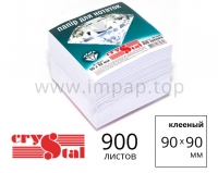 Паперовий блок для записів Crystal 90х90 мм клеєний - 900 аркушів